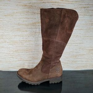 TIMBERLAND Brown Waterproof Suede Tall Zip Boots
